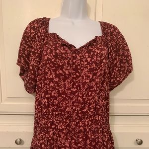 Women's Rust Floral Short-Sleeve Blouse